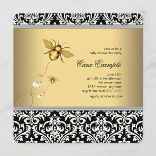 Elegant Bumble Bee Baby Shower Inbjudningar