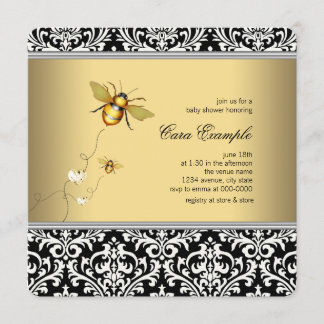 Elegant Bumble Bee Baby Shower Inbjudningar