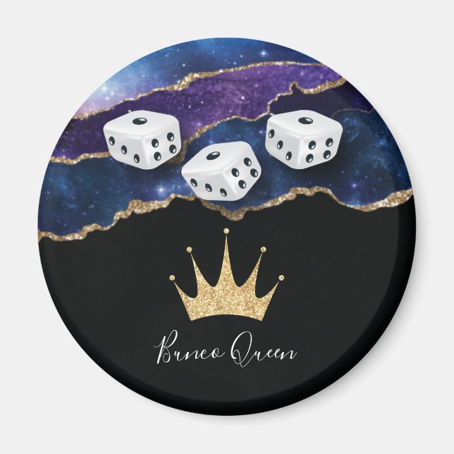 Elegant Bunco Dice Queen Glitter Guld Krona Magnet (Framsidan)