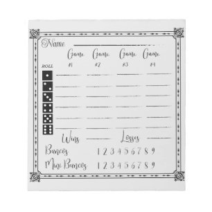 Elegant bunco-poängspad anteckningsblock