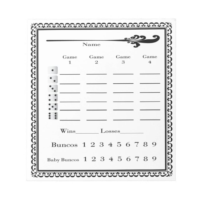 Elegant Bunco Score Lakan Anteckningsblock (Framsida)