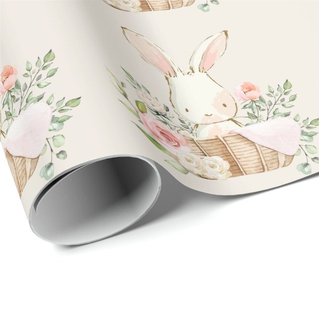 Elegant Bunny Rabbit Baby Shower Presentpapper (Rullad Hörn)