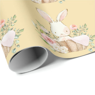 Elegant Bunny Rabbit Gult Baby Shower Presentpapper