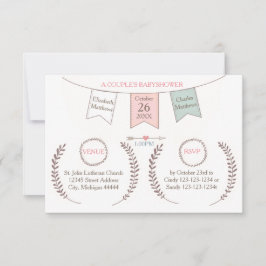 Elegant Bunting - 3 x 5-parters babyskor Inbjudningar