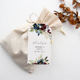 Elegant Burgund Blommor & Grönska bröllop Presentetikett