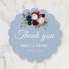 Elegant burgundalblått bröllop gåvor etiketter