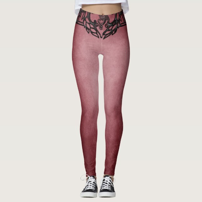 Elegant, burgundär modern leggings (Framsida)