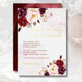 Elegant Burgunder & Blush Roser Bröllop Guld Folie