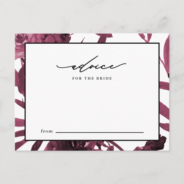 Elegant burgunder botanisk rådgivning för bruden rådkort (Framsida)