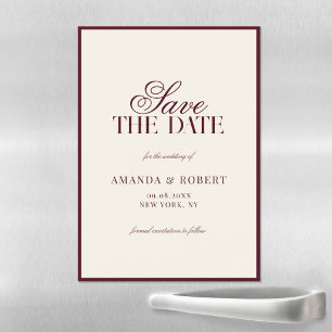 Elegant Burgunder Bröllop Save the Date i gammalda Magnetisk Inbjudningskort