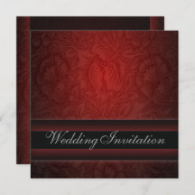 Elegant burgunder damast blomstermönstrat bröllops