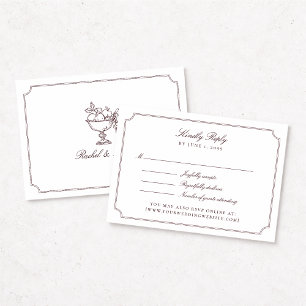 Elegant Burgunder Dubbel Ram Bröllop RSVP-kort OSA Kort