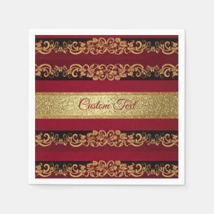 Elegant Burgunder Guld Damask Festliga Porslin Pappersservett
