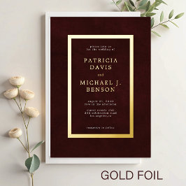 Elegant burgunder guld folie typografi bröllop