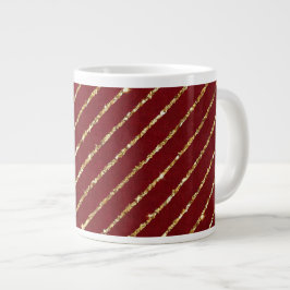 Elegant Burgunder, Guld Glitter Randig Jul Jumbo Mugg