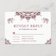Elegant Burgunder Henna Indiskt RSVP