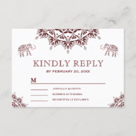 Elegant Burgunder Henna Indiskt RSVP OSA Kort