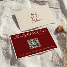 Elegant Burgunder Kräm Gammalt Pengar QR-kod Bröll OSA Kort