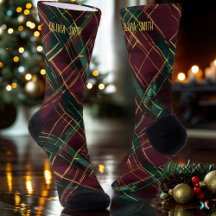 Elegant Burgunder och Grön Jul Plaid Custom