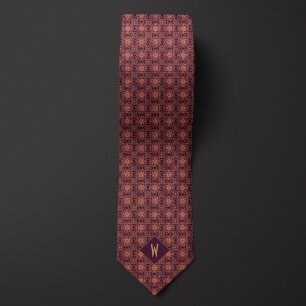 Elegant Burgunder och Guld Mandala Monogram Slips