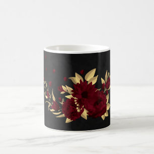 Elegant burgunder och guld svart kaffemugg