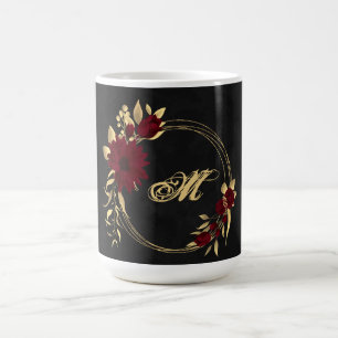 Elegant burgunder och guld svart kaffemugg
