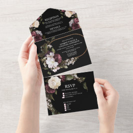 Elegant burgunder och rosa blomsterbröllop