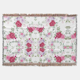 Elegant burgunder och rosa lavendel blomsterträdgå filt