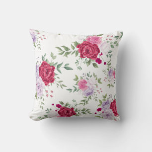 Elegant burgunder och rosa lavendel blomsterträdgå kudde