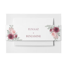 Elegant Burgunder och Rosa Ros Akvarell Bröllop