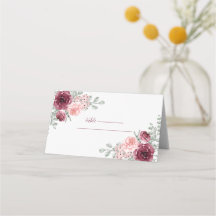 Elegant Burgunder och Rosa Ros Akvarell Bröllop