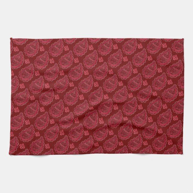 Elegant burgunder Paisley-mönster Kökshandduk (Horisontell)