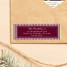Elegant Burgunder Randig Jul Adress Retur