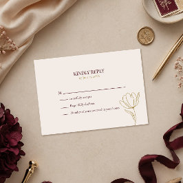 Elegant Burgunder Röd Blommig Bröllops-Svarskort OSA Kort