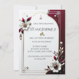 Elegant Burgunder Röd Blommig Bröllopsinbjudan Inbjudningar
