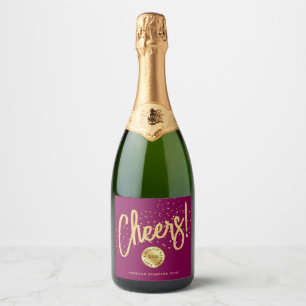 Elegant Burgunder Röd Guld Skål Nyår Typo