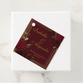Elegant Burgunder Rosa Art Deco Bröllop Gåvor Etiketter