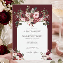 Elegant Burgunder Rosa Blommig Bröllop