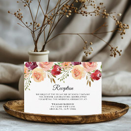Elegant burgunder Rosa Blommig Kvällsmottagning Tilläggskort
