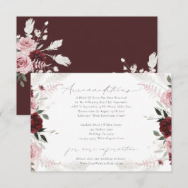 Elegant Burgunder Rosa Dammet Wedding Boende Tilläggskort