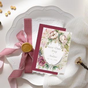 Elegant Burgunder Rosa Romantisk Rustik Spara Datumet