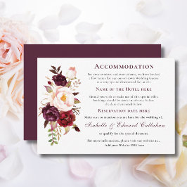 Elegant burgunder & rosenskär blomsterinredning tilläggskort