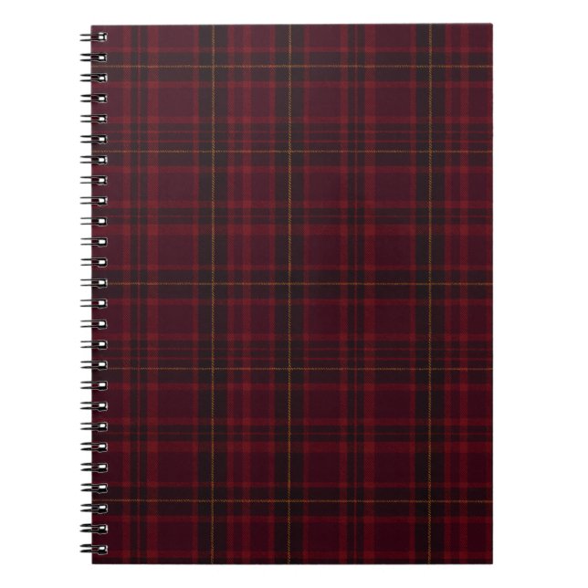 Elegant burgunder Tartan Anteckningsbok (Framsidan)