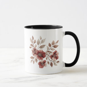 Elegant Burgunder Vattenfärg Blommig Bukett Mugg