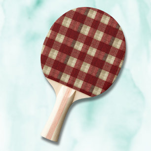 Elegant burgunder vit rostbrun röd rutig mönster pingisracket