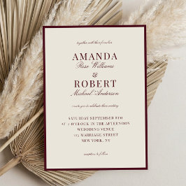 Elegant burgunderfärgad bröllop med gammalt pengar inbjudningar