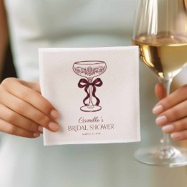 Elegant burgunderfärgad bröllopsduschcocktail pappersservett