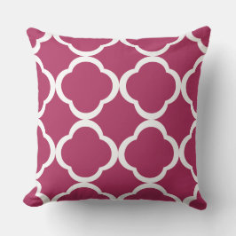Elegant burgunderfärgad Quatrefoil-mönster Kudde