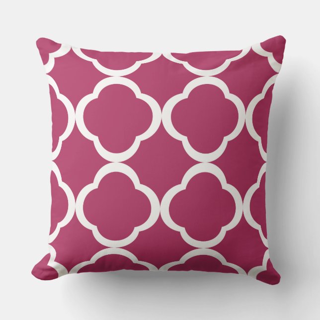 Elegant burgunderfärgad Quatrefoil-mönster Kudde (Framsida)