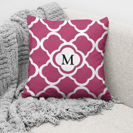 Elegant Burgundermönster med monogram Kudde